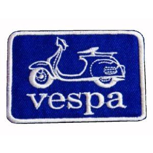 Vespa Blue Embroidered Iron-On Sew-On Patch - NEW